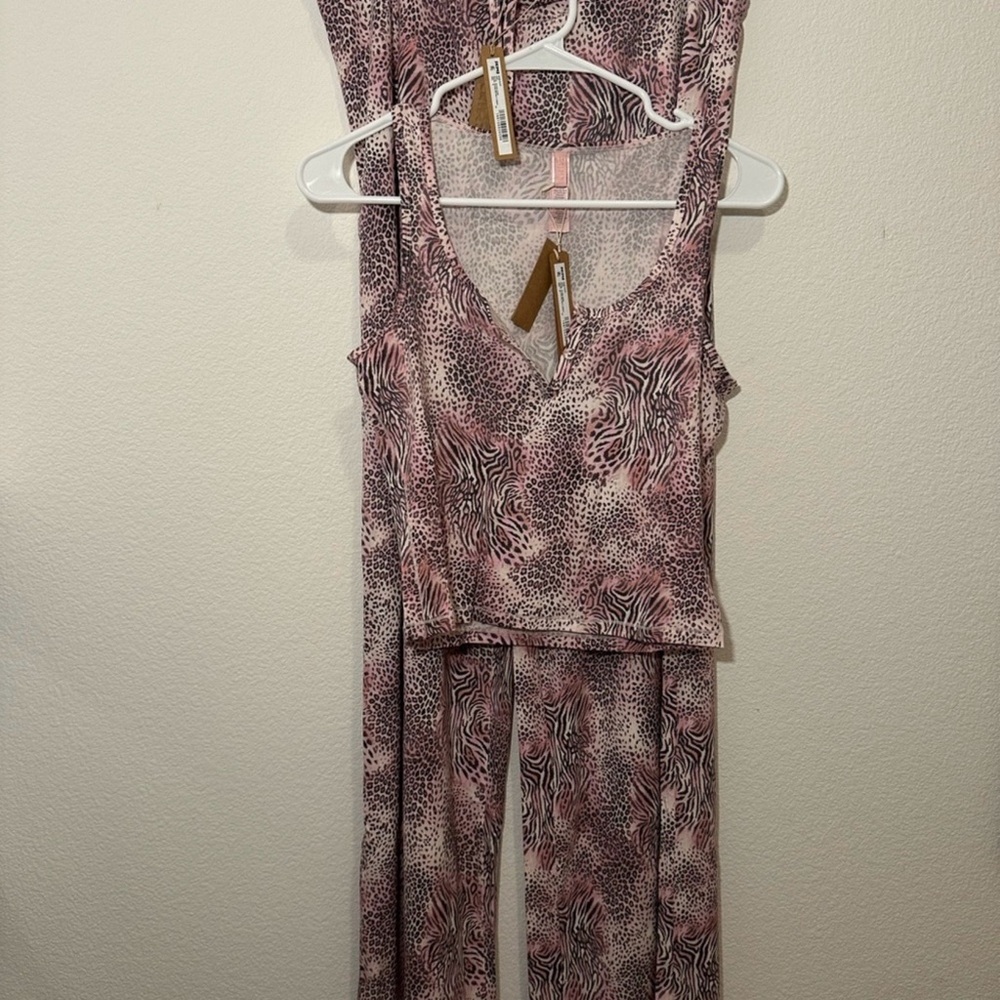 Skims Bloom Mini Multi Animal Print Tank/Pant Set Small